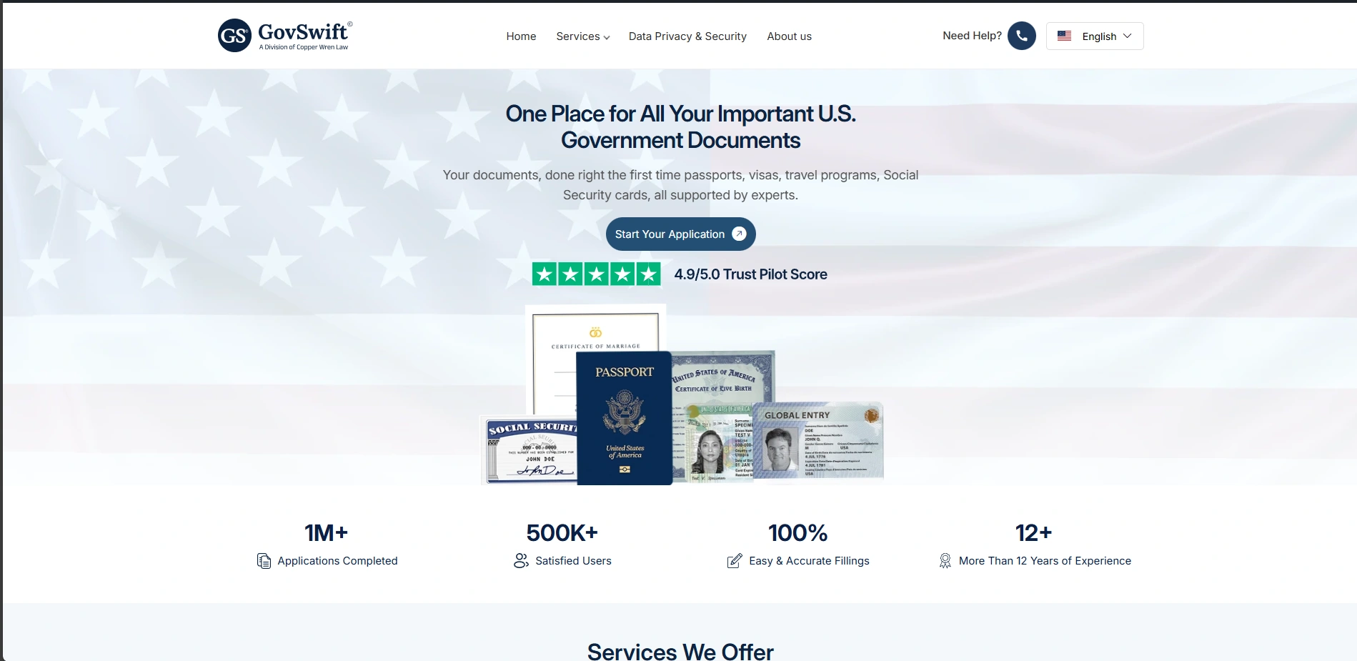 The picture govswift.com shows when its homepage is shared